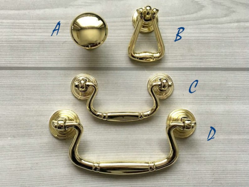 2.5 3.75 Gold Drawer Pulls Drop Bail Drawer Pull Handles Knob Dresser Pulls Ring Cabinet Knobs Door Handle Lynns Hardware 2 12 64 96 mm