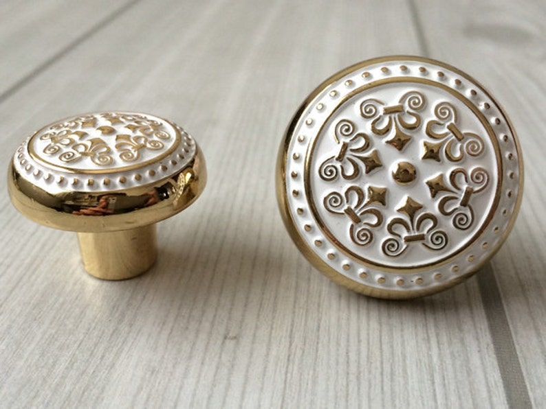 3.75 5 Gold White Drawer Knobs Dresser Pulls Etsy