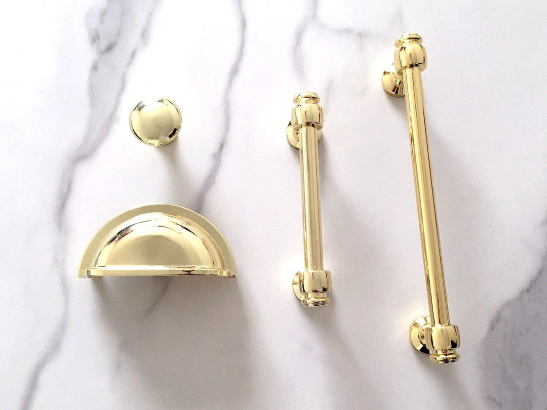 3" 3.5" 6" Polished Gold Handles Pulls Cup Pull Gold Bar Handle