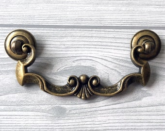 4 Vintage Solid BRASS/BRONZE DRAWER/CABINET  Pull-Heavy Duty 1 1/4" D  #45 