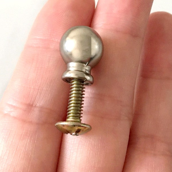 7/16 Inch Diameter Mini Knob Tiny Nickel Steel Silver Knobs Jewelry Box Drawer Pulls Small Dresser Pull 0.4 inches 11 mm Lynns Hardware