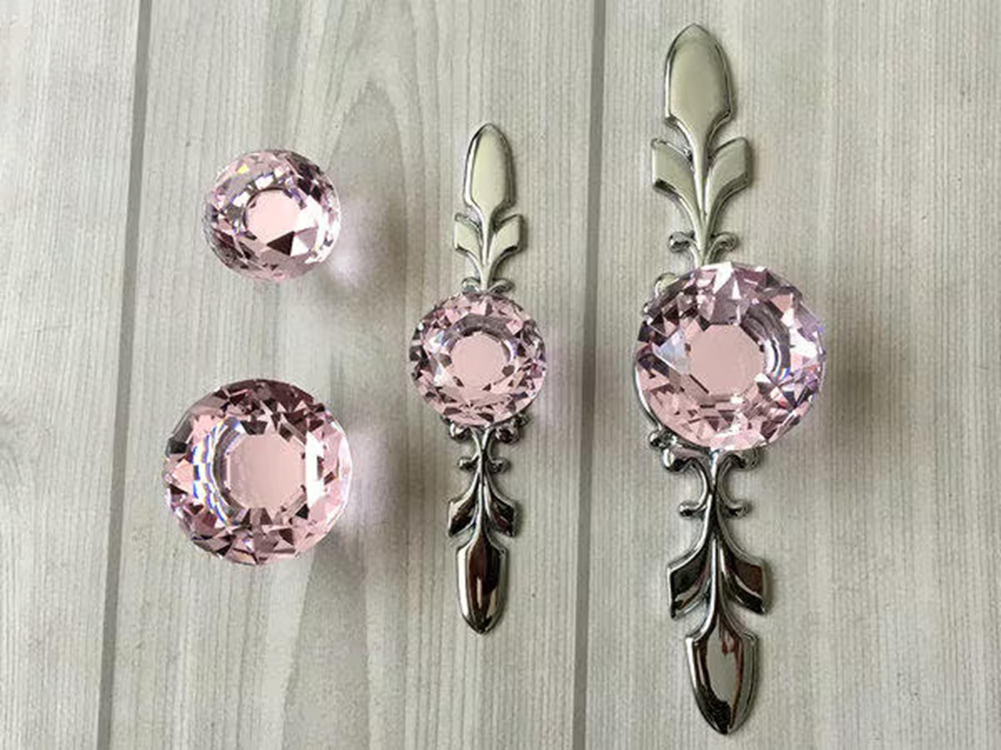 【アウトレット☆送料無料】 Pink Pulls Knobs Drawer Crystal Pull Knob Dresser Glass IndustrialHardware