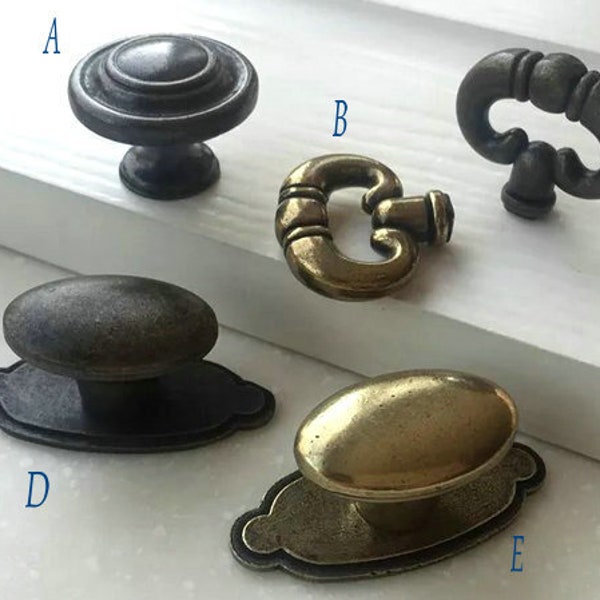 Vintage Style Ring Dresser Knobs Pulls Drawer Pull Handles Kitchen Cabinet Door Knobs Handle Lynns Hardware Retro Antique Bronze Back Plate