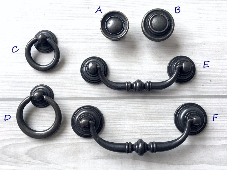4 14 Drop Bail Drawer Pull Handles Knob Retro Antique Bronze Silver Black Vintage Style Kitchen Swing Cabinet Door Handle 4.25 108 mm