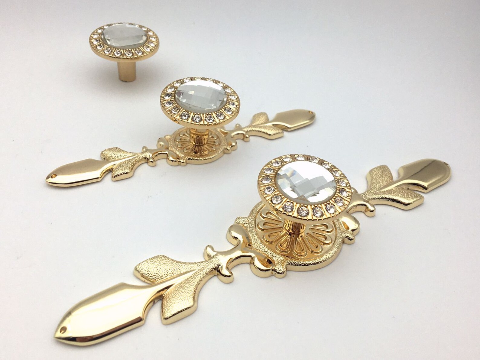 Gold Crystal Knob Glass Knobs Drawer Pull Glass Dresser Knob Etsy