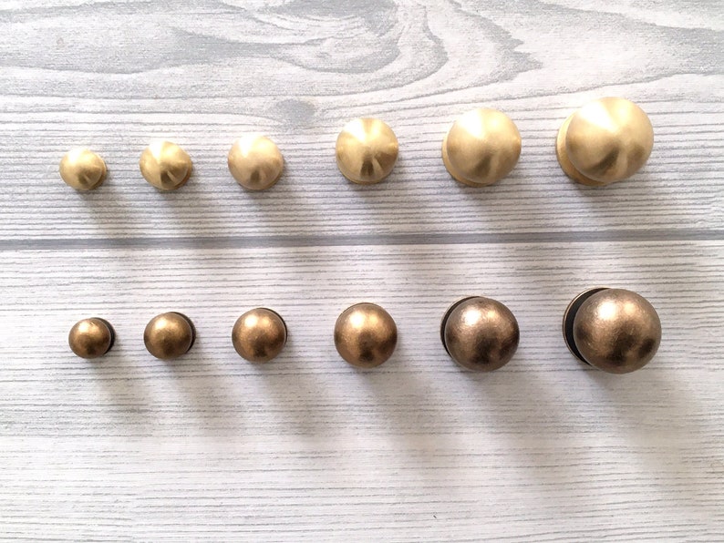 Brass Knob Unlaquered MCM Knob Black Gold Brass Mini Knob Tiny Small Cabinet Knobs Dresser Pull Drawer Pulls Antique Bronze Lynns Hardware image 6