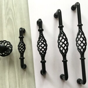 3.75" 5" 6.3" 7.55" Black Drawer Pull Handles Cabinet Door Knobs Handle Pull Dresser Knob Pulls Handles Large Kitchen Handle 96 128 160 192