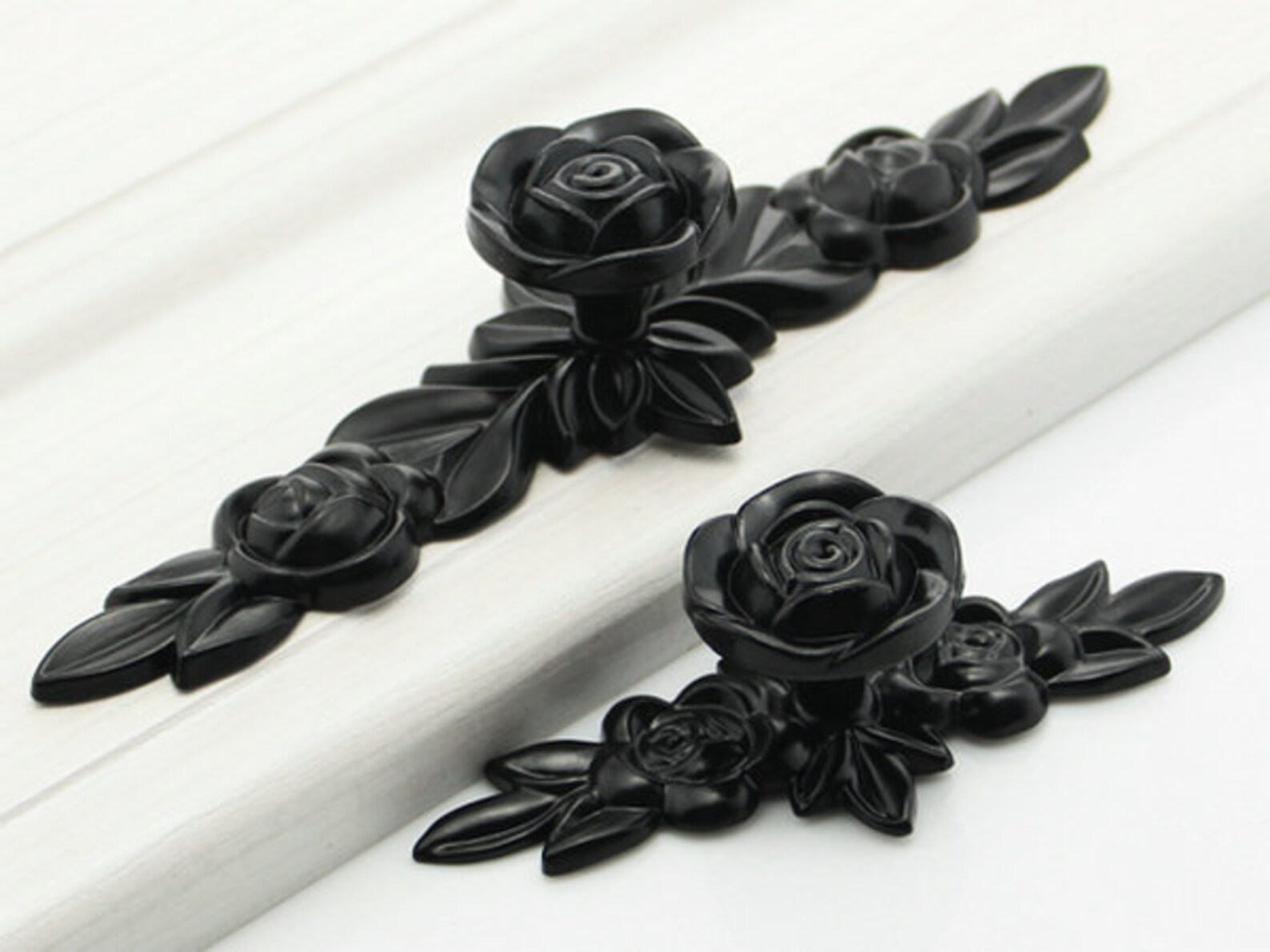 Black Rose Knobs Rustic Dresser Drawer Knobs Pulls Handles / Etsy