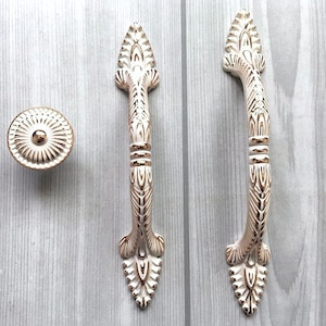 3.75 5 Shabby Chic Drawer Pull Handles Dresser Pulls Handles Creamy White Gold Lynns Hardware Kitchen Cabinet Door Handle Pull 96 128 mm image 1