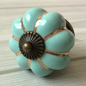 Blue Pumpkin Knobs Kitchen Cabinet Knobs Dresser Knob Drawer Knobs Pulls Handles Ceramic Porcelain / Antique Bronze Decorative Hardware