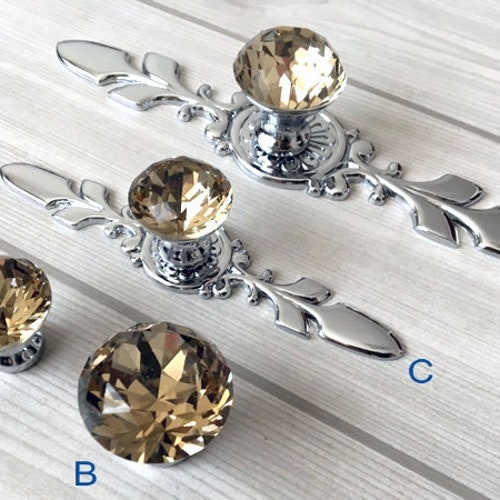 Blue Drawer Knobs Pulls Handles Glass Crystal Knob Dresser Etsy