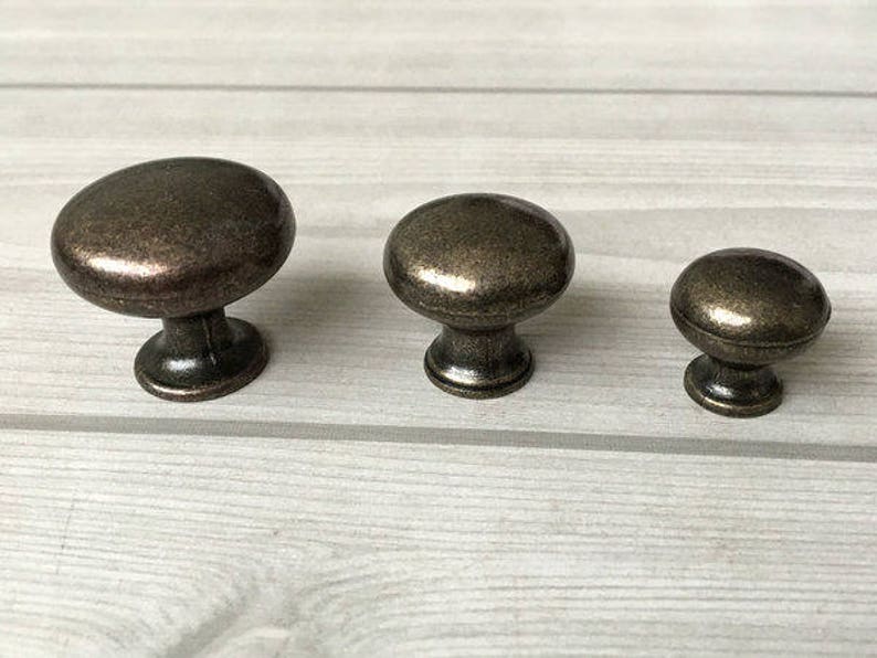 Vintage Look Mini Knob Tiny Knobs Small Cabinet Door Dresser Drawer Pulls Handles Dark Antique Bronze Retro Pull Lynns Hardware
