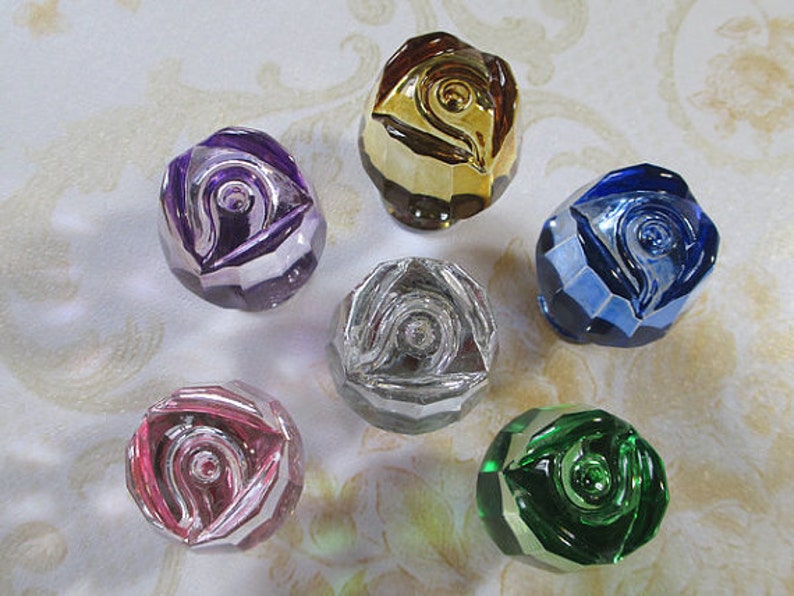 Rose Knobs / Glass Knobs / Crystal Knob / Dresser Knobs Drawer Etsy