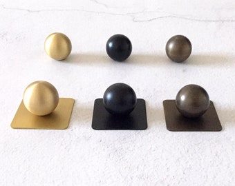 Brass Knob Ball Knobs Square Plate Brass Knobs Dresser Knobs Matte Black Coffee Bronze Drawer Knob Pulls Handles Cabinet Pull Lynns Hardware