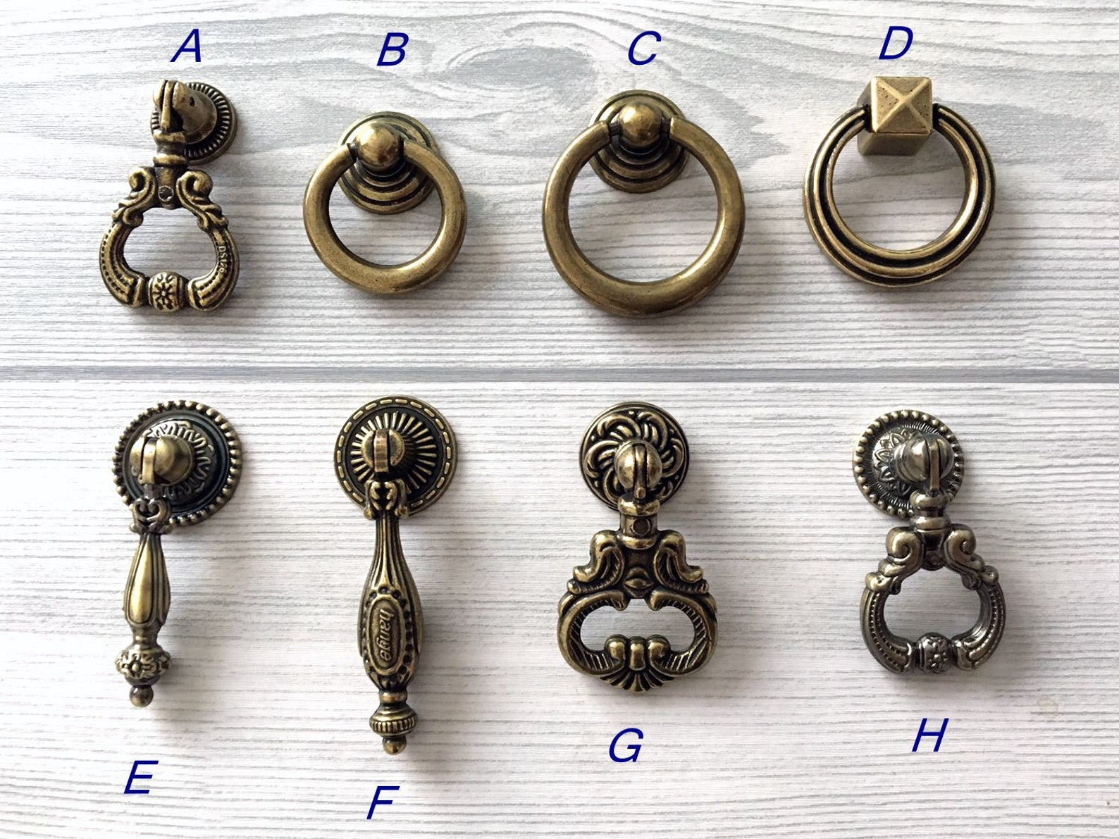 Vintage Bronze Drawer Pulls - 2 Pack Antique Ring Knobs With Back Plate For Kitchen & Furniture