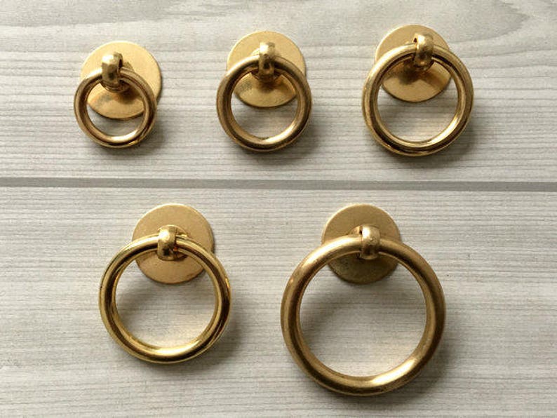 Brass Drop Ring Pull Cabinet Door Knob Dresser Pulls Antique Bronze Rings Drawer Handles Kitchen Cupboard Lynns Hardware