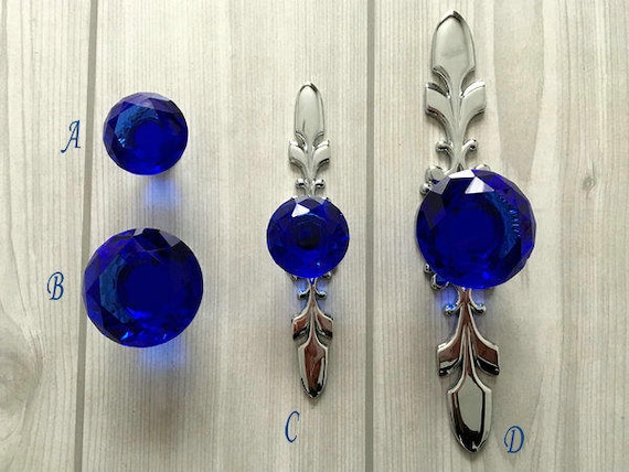 Blue Glass Knob Dresser Knob Crystal Drawer Knobs Pulls Handle Etsy