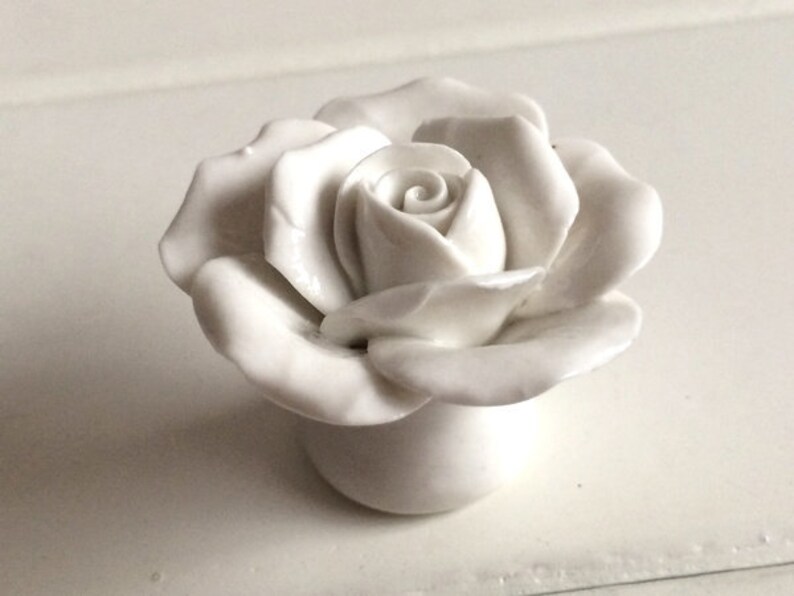 white flower drawer knobs