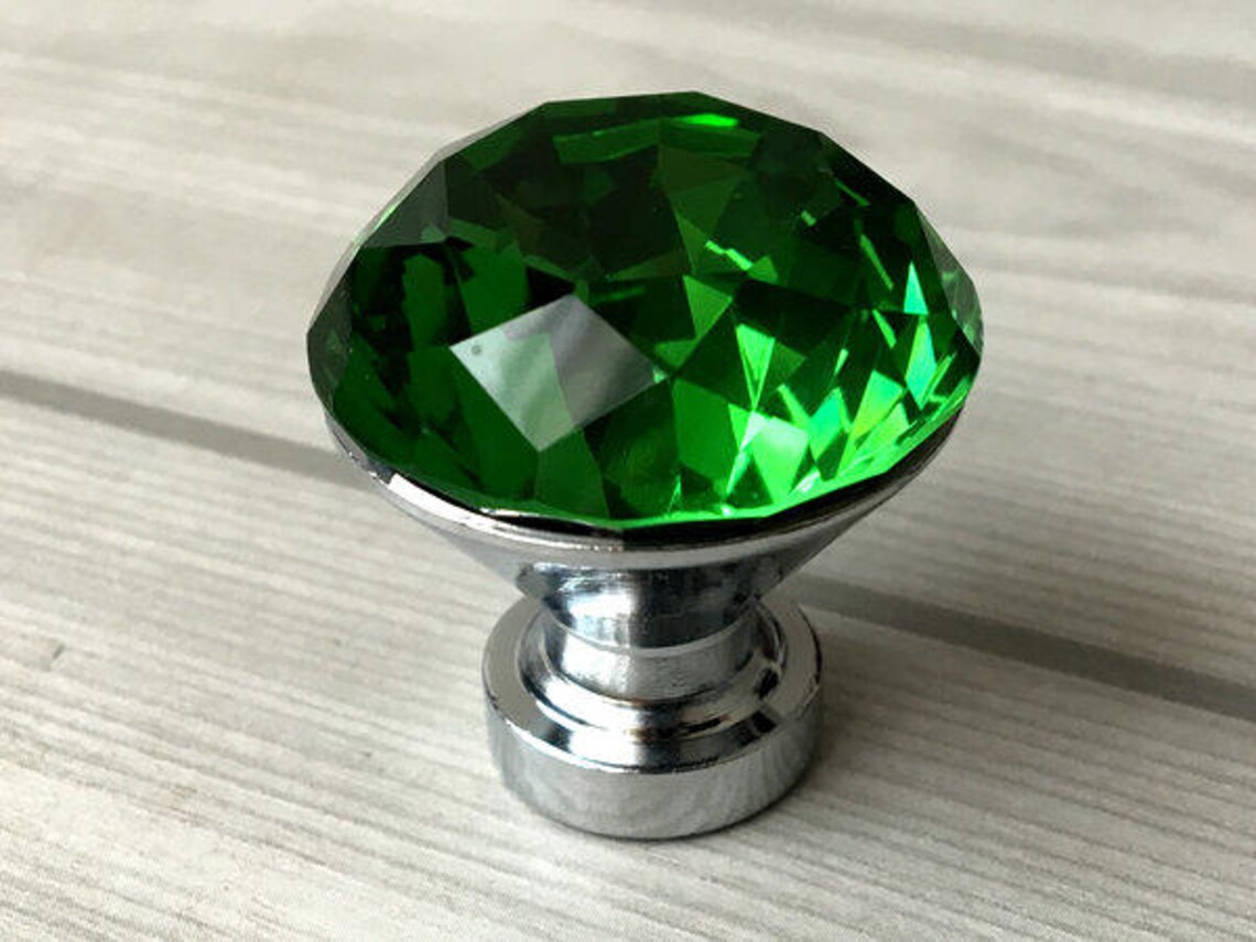 Green Crystal Drawer Knobs Door Pulls Handles Glass Knobs Etsy