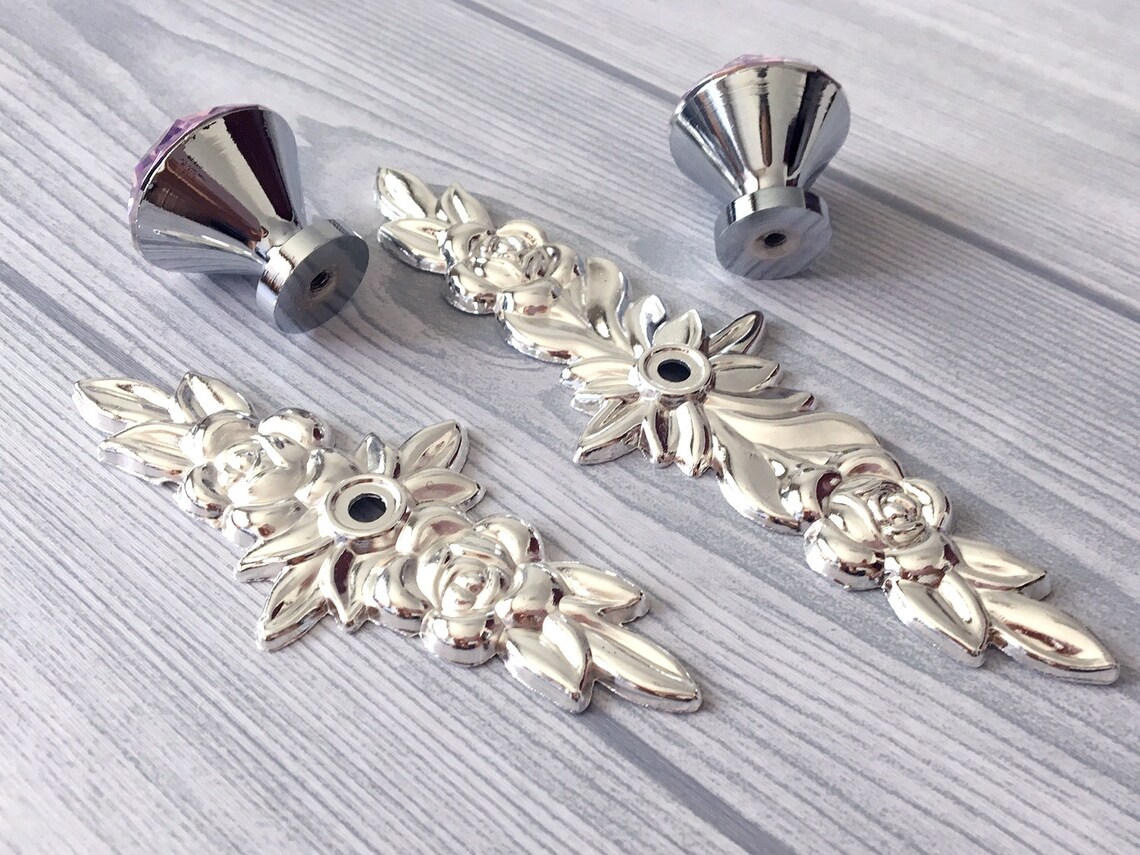 Pink Glass Knobs Dresser Knob Pull Crystal Drawer Knobs Pulls Etsy