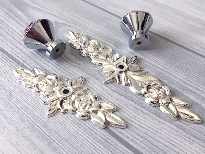 Pink Glass Knobs Dresser Knob Pull Crystal Drawer Knobs Pulls Etsy