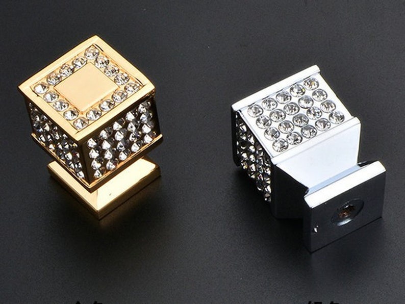 Rhinestone Glass Knobs Crystal Knob Drawer Knobs Dresser Pulls Etsy