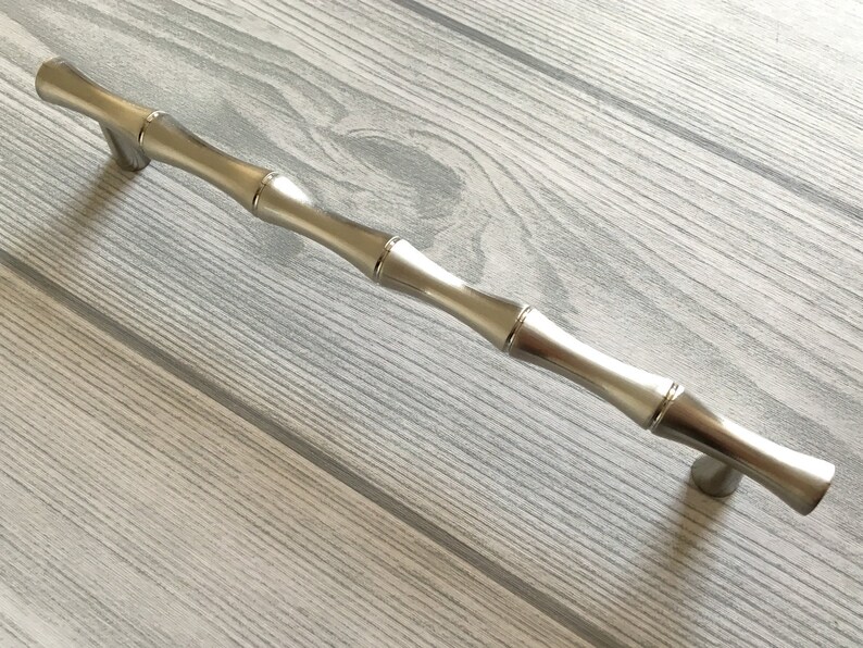 2 5 U201c 3 75 5 6 25 U201d Bamboo Cabinet Handle Drawer Pull Dresser Knobs Drawer Pulls Handle Brushed Nickel Steel Lynns Hardware 64 96 128 160 Mm Home Hobby Craft Supplies Tools