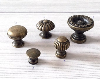 Vintage Look Small Knob Tiny Drawer Knob Rustic Knobs Antique Bronze Cabinet Pull Drawer Pulls Handles Dresser Pull Lynns Hardware