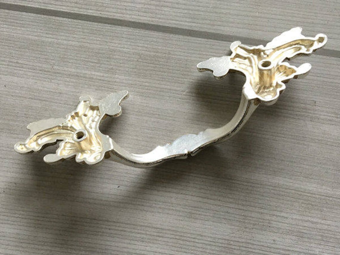 3 Leaf Dresser Knob Drawer Pulls Handles Antique Silver Etsy