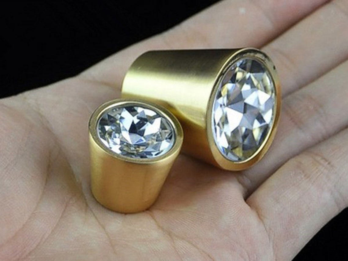 Glass Crystal Knobs Gold Dresser Knob Drawer Knob Pulls Etsy