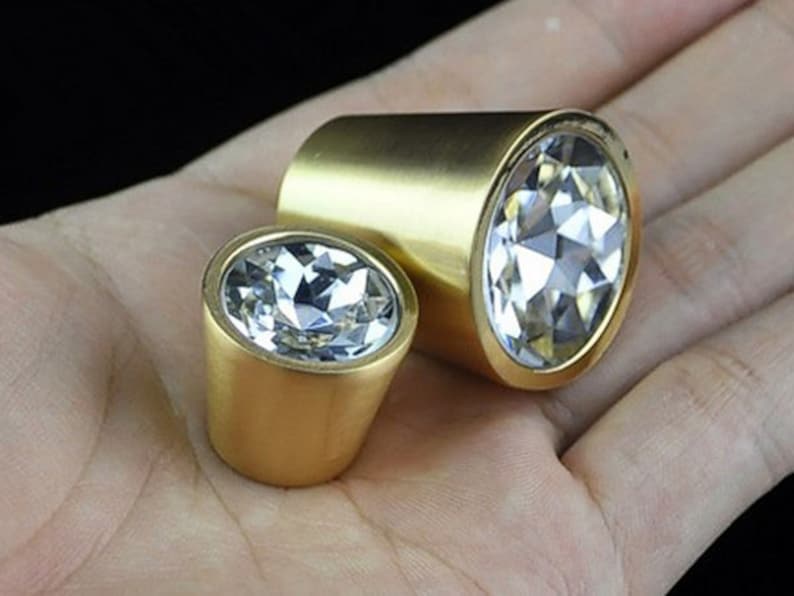 Glass Crystal Knobs Gold Dresser Knob Drawer Knob Pulls Etsy