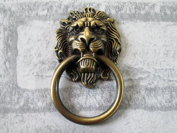 Large Lion Drawer Pull Knobs Handles Dresser Drop Pulls Rings Etsy