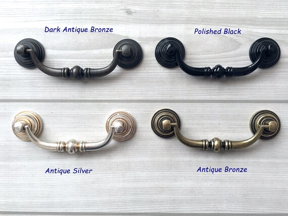 4 14 Drop Bail Drawer Pull Handles Knob Retro Antique Bronze Silver Black Vintage Style Kitchen Swing Cabinet Door Handle 4.25 108 mm