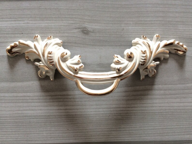 2.5 Shabby Chic Dresser Pull Drawer Pulls Handles White Gold Rustic Kitchen Cabinet Handle Door Knobs Pull French Country 2 12 64 mm