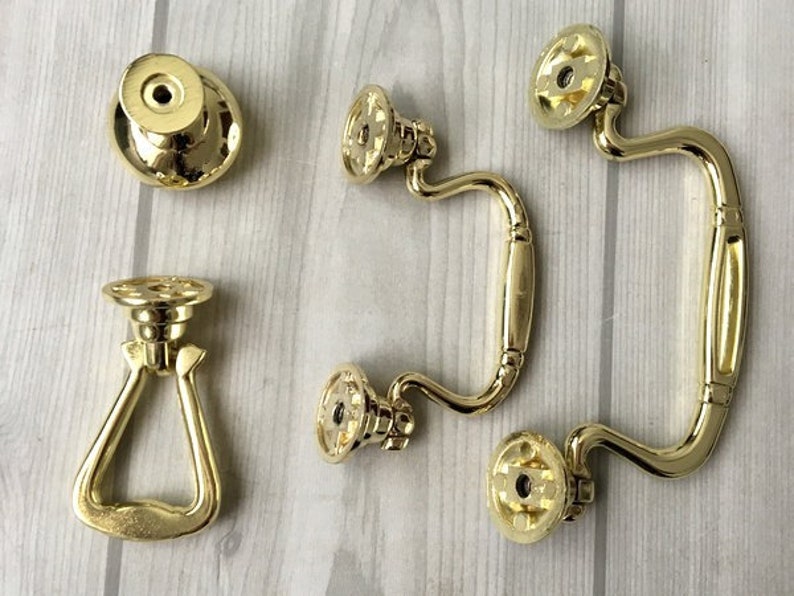 2.5 3.75 Gold Drawer Pulls Drop Bail Drawer Pull Handles Knob Dresser Pulls Ring Cabinet Knobs Door Handle Lynns Hardware 2 12 64 96 mm