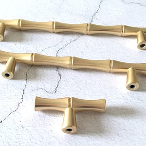 3.75 5 Gold Bamboo Drawer Pull Dresser Pulls Handles Satin Gold Bamboo Knob Cabinet Knobs Handle Pull Handles 96 128 mm Lynns Hardware image 7