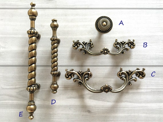 Knob Vintage Look Drawer Pull Dresser Pulls Drawer Knobs Antique Bronze  Kitchen Cabinet Door Handle Rustic Cottage Chic Lynns Hardware 