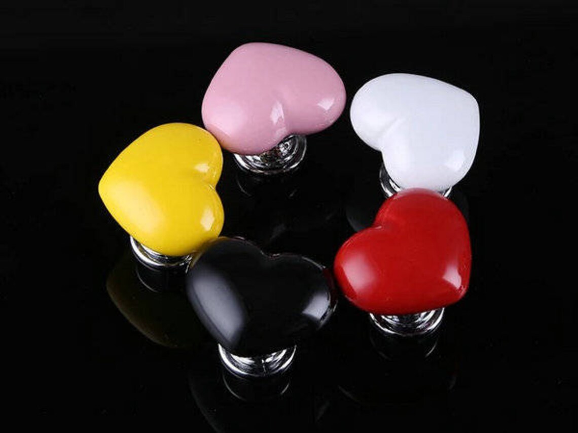 Colorful Heart Knobs Dresser Drawer Knobs Pulls Handles Etsy