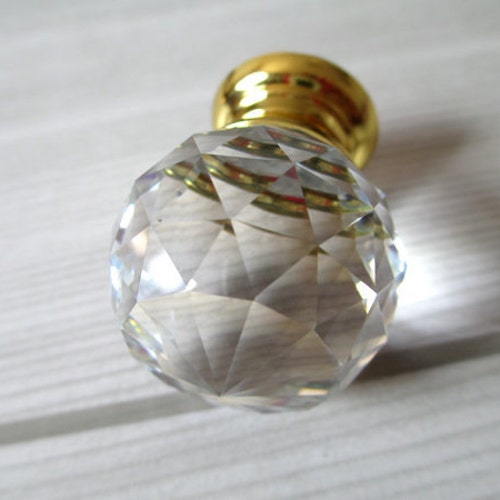 Gold Glass Knobs Crystal Dresser Knob Drawer Knobs Pulls Etsy