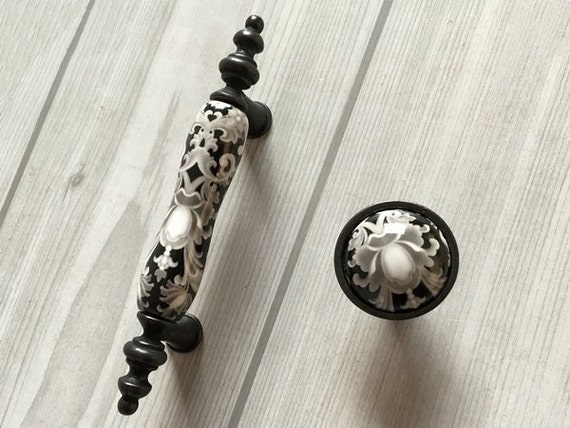 3 Ceramic Knob Dresser Knobs Pull Drawer Pulls Handles Etsy