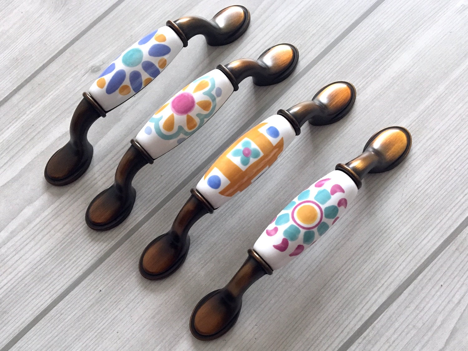 3 3.75 Dresser Knobs Ceramic Handle Drawer Knobs Etsy