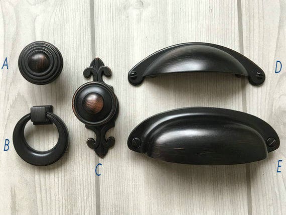 Oil Rubbed Bronze Knob Rustic Cabinet Door Knobs Dresser Knobs Etsy