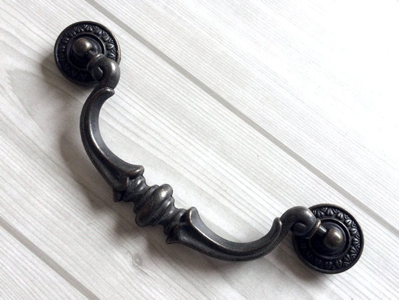 5 1/2 Large Drop Bail Dresser Pull Handle Drawer Pulls Handles Rustic Antique Bronze Kitchen Cabinet Pull Handle Knob Hardware 5.5 140 mm image 2