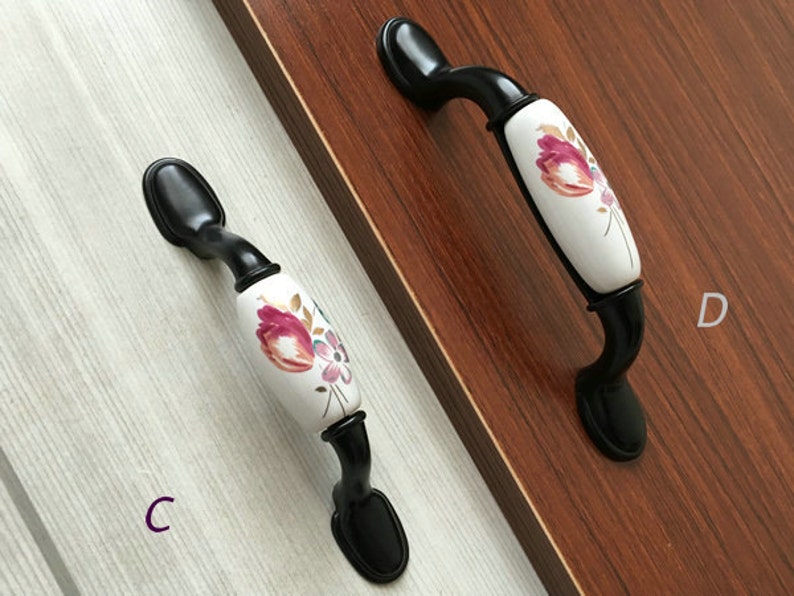 3 3.75 White Dresser Pulls Drawer Pull Handles Kitchen Cabinet Door Knobs Cupboard Flower Furniture Handle Hardware Black Oval 76 96 mm