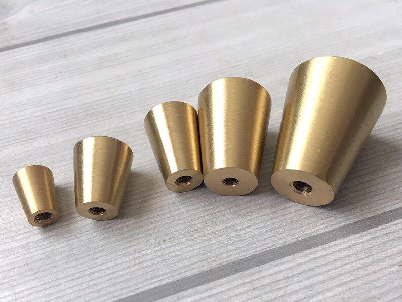 Tapered Brass Knob Brass Drawer Knobs Pulls Handles Small Tiny Etsy