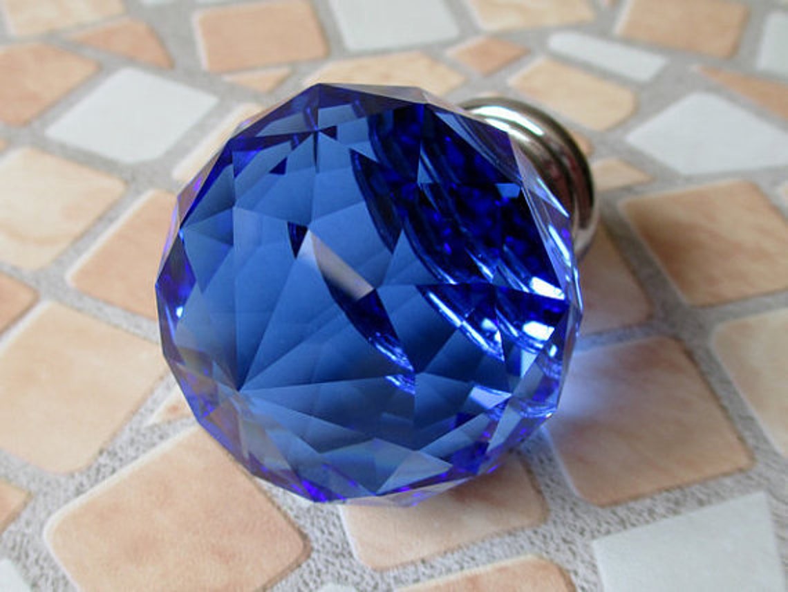 Blue Glass Dresser Knobs / Crystal Drawer Knobs Pulls Handles Etsy