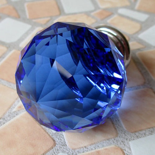 Blue Glass Dresser Knobs / Crystal Drawer Knobs Pulls Handles Etsy
