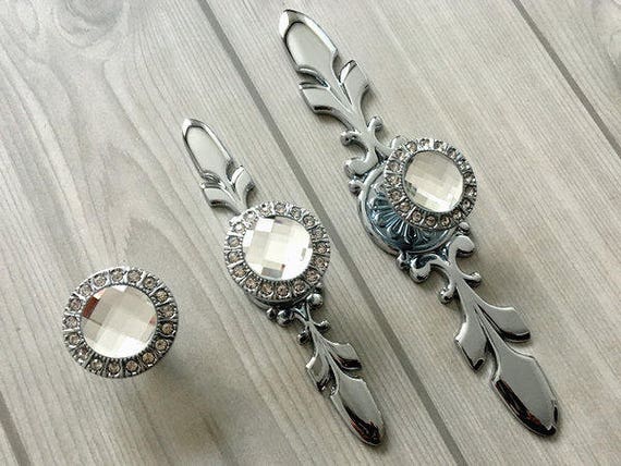 Crystal Drawer Knobs Pulls Rhinestone Glass Knobs Dresser Knob Etsy
