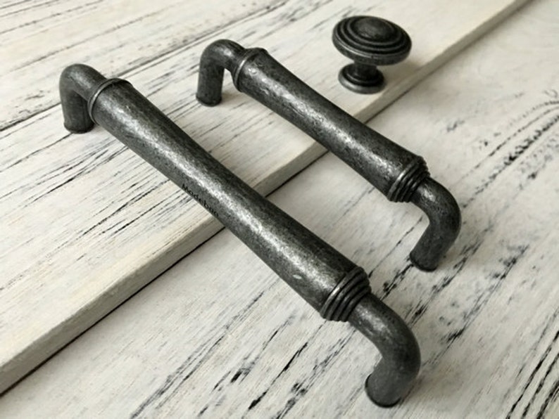 3.75 5 Drawer Knobs Pull Handles Dresser Knob Pulls Handle Antique Black Silver Pewter Rustic Kitchen Cabinet Door Handle Pull 96 128 mm