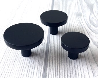 Bouton de tiroir circulaire bouton noir mat tiroir tire bouton de tiroir bouton d'armoire bouton de commode bouton de placard de cuisine boutons de garde-robe Lynns Hardware